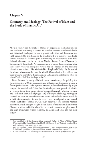Geometry and Ideology: The Festival of Islam andthe Study of Islamic Art