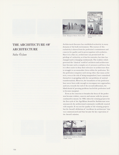 Suha Ozkan - From the Award Monograph Architecture Beyond Architecture, featuring the recipients of the 1995 Aga Khan Award for Architecture.