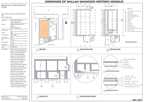 Mullah Mahmood Mosque Rehabilitation - Presentation panels are drawings, images, and text graphically prepared by the architect and submitted to the Aga Khan Award for Architecture during the later round of the Award cycle. The portfolios are kept in the Aga Khan Trust for Culture Library for consultation purposes.