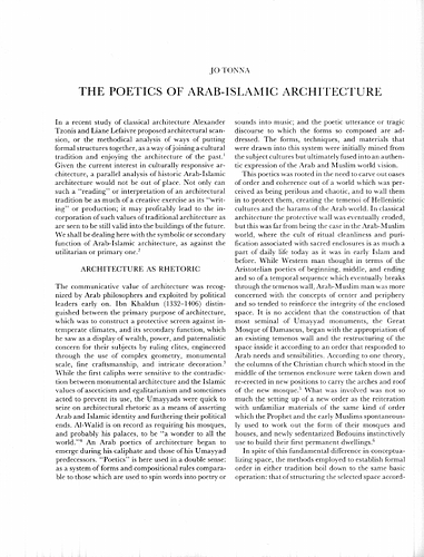 The Poetics of Arab-Islamic Architecture