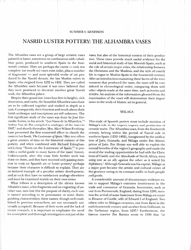 Nasrid Luster Pottery: The Alhambra Vases