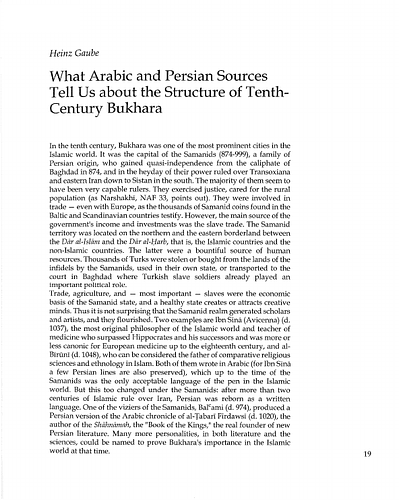 What Arabic and Persian Sources Tell Us about the Structure of Tenth-Century Bukhara