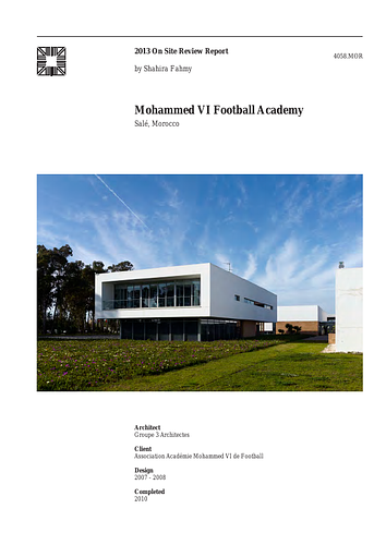 Mohammed VI Football Academy On-site Review Report