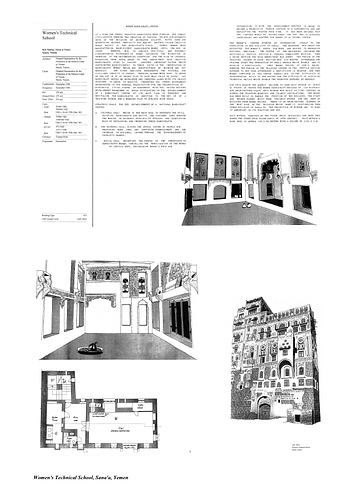 Women's Technical School - Presentation panels are drawings, images, and text graphically prepared by the architect and submitted to the Aga Khan Award for Architecture during the later round of the Award cycle. The portfolios are kept in the Aga Khan Trust for Culture Library for consultation purposes.