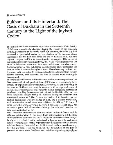 Bukhara and Its Hinterland: The Oasis of Bukhara in the Sixteenth Century in the Light of the Juybari Codex