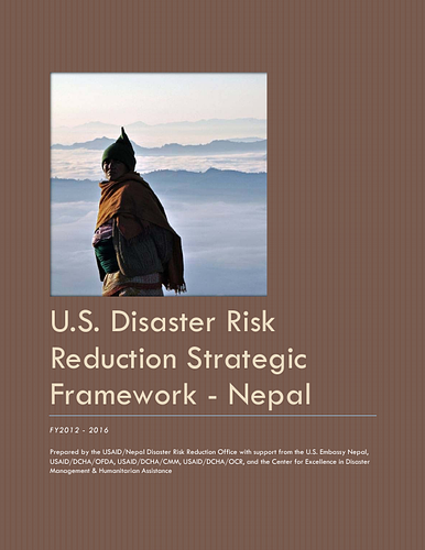 From the document "Background":<div><br></div><div><div>This strategic framework provides the general guidance for USG engagement in DRR in Nepal. It provides summary information from the interagency assessment and gives illustrative activities and outcomes that may be considered under the framework. The expectation is that the interagency Disaster Working Group at Post will define specific outcomes and activities when they formulate annual work plans and establish a monitoring and evaluation plan.</div></div>