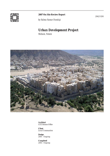 Shibam Urban Development Project On-site Review Report