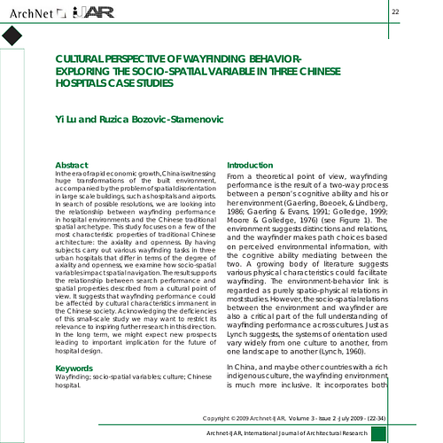 Cultural Perspective of Wayfinding Behavior: Exploring the Socio-Spatial Variable in Three Chinese Hospitals Case Studies