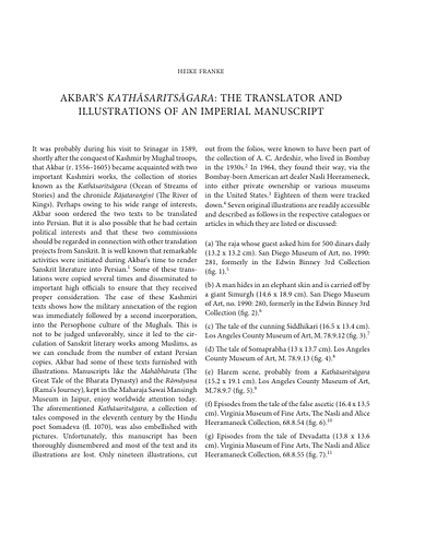 Akbar’s Kathāsaritsāgara: The Translator and Illustrations of an Imperial Manuscript