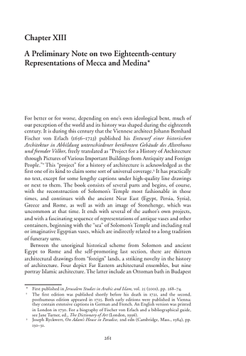 A Preliminary Note on Two Eighteenth CenturyRepresentations of Mecca and Medina