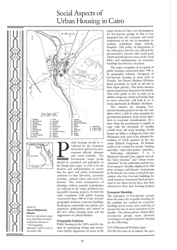  Cairo - An article in Mimar: Architecture in Development, an  international architecture magazine focusing on architecture in the developing world and related issues of concern.