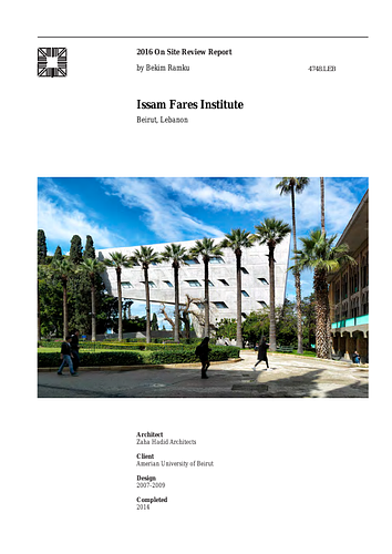 Issam Fares Institute for Public Policy and International Affairs On-site Review Report