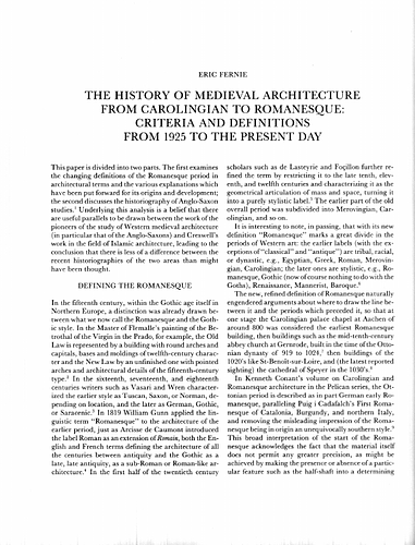 The History of Medieval Architecture from Carolingian to Romanesque: Criteria and Definitions from 1925 to the Present Day