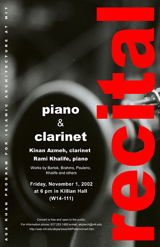 Poster for The Fall 2002 Piano and Clarinet Recitial