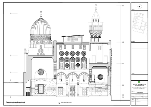 Amir Aslam al-Silahdar Funerary Complex Conservation - This drawing documents the work of the Historic Cities Programme in Cairo between 1999-2009. The drawing is a CAD file converted to PDF.