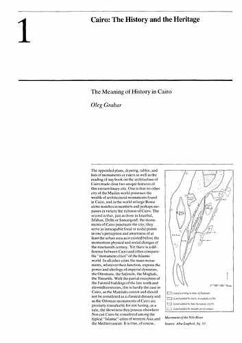  Cairo - Essay in the Expanding Metropolis: Coping with the Urban Growth of Cairo, proceedings of Seminar Nine in the series Architectural Transformations in the Islamic World.  Held in Cairo, Egypt, November 11-15, 1984.