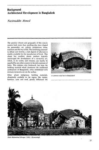 Nizamuddin Ahmed - Essay in Regionalism in Architecture, proceedings of the Regional Seminar sponsored by the Aga Khan Award for Architecture held at Bangladesh University of Engineering and Technology, in 1985.