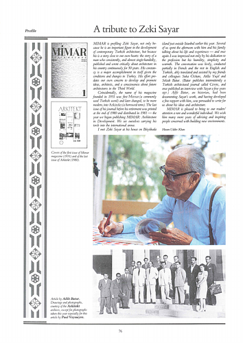 Afife Batur - An article in Mimar: Architecture in Development, an  international architecture magazine focusing on architecture in the developing world and related issues of concern.