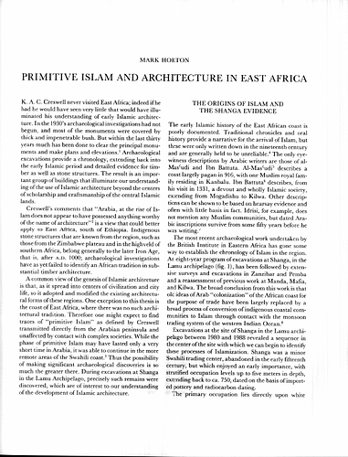 Primitive Islam and Architecture in East Africa