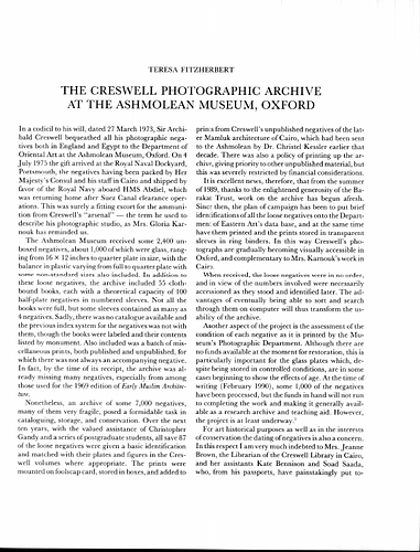 The Creswell Photographic Archive at the Ashmolean Museum, Oxford