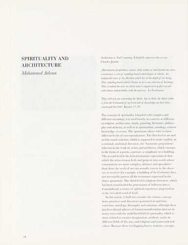 Mohammed Arkoun - From the Award Monograph Architecture Beyond Architecture, featuring the recipients of the 1995 Aga Khan Award for Architecture.
