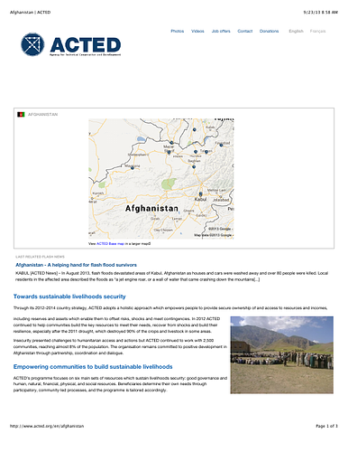 Description of ACTED activities in Afghanistan.