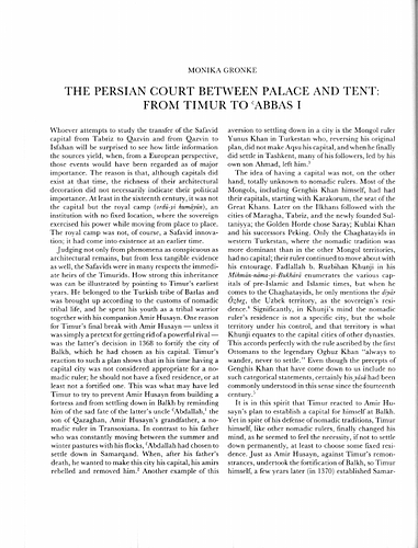 The Persian Court between Palace and Tent: From Timur to 'Abbas I
