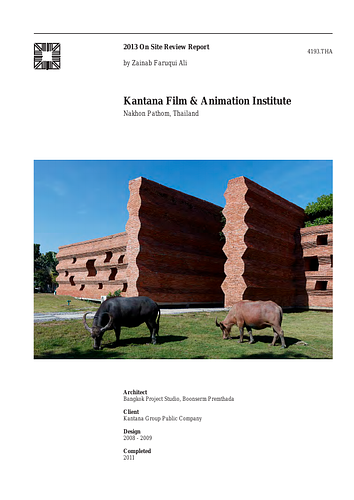 Kantana Film and Animation Insitute On-site Review Report