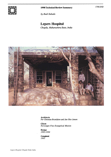 Lepers' Hospital - The On-site Review Report, formerly called the Technical Review, is a document prepared for the Aga Khan Award for Architecture by commissioned independent reviewers who report to the Master Jury about a specific shortlisted project. The reviewers are architectural professionals specialised in various disciplines, including housing, urban planning, landscape design, and restoration. Their task is to examine, on-site, the shortlisted projects to verify project data seek. The reviewers must consider a detailed set of criteria in their written reports, and must also respond to the specific concerns and questions prepared by the Master Jury for each project. This process is intensive and exhaustive making the Aga Khan Award process entirely unique.