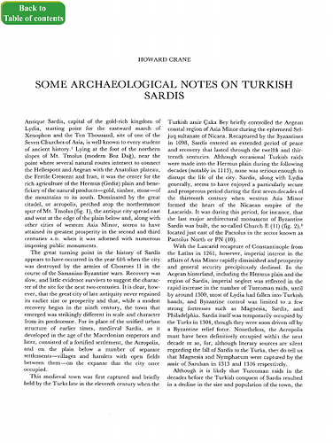 Some Archaeological Notes on Turkish Sardis