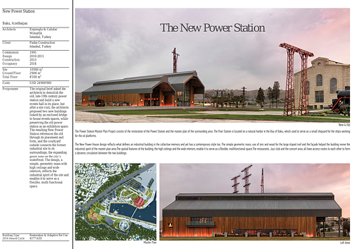 New Power Station - Presentation panels are drawings, images, and text graphically prepared by the architect and submitted to the Aga Khan Award for Architecture during the later round of the Award cycle. The portfolios are kept in the Aga Khan Trust for Culture Library for consultation purposes.