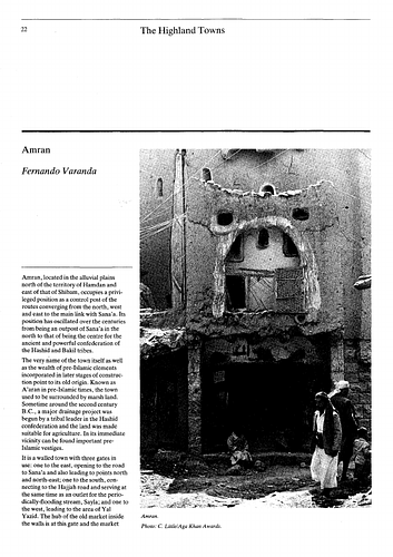  Amran - Essay in Development and Urban Metamorphosis; Volume 2: Background Papers, proceedings of Seminar Eight in the Series Architectural Transformations in the Islamic World.  Held in Sana'a, Yemen Arab Republic, May 25-30, 1983.