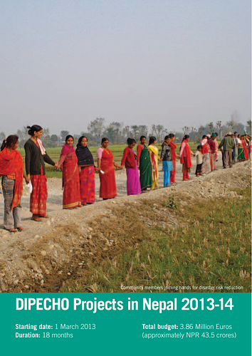 <span style="color: rgb(0, 0, 0); font-family: Verdana, geneva, arial, charcoal, helvetica, sans-serif; font-size: 12px; line-height: 14px; text-align: justify;">The brochure was devised by DIPECHO partners in Nepal for the launching of the 7th plan of action in South East Asia.</span><div><span style="color: rgb(0, 0, 0); font-family: Verdana, geneva, arial, charcoal, helvetica, sans-serif; font-size: 12px; line-height: 14px; text-align: justify;"><br></span></div><div>The European Commission's Humanitarian aid and Civil Protection Directorate General (ECHO) provides rapid and effective support to the victims of disasters beyond the European Union's borders. In&nbsp;1996 ECHO launched a specific programme, DIPECHO (Disaster Preparedness ECHO) dedicated to disaster preparedness.<span style="color: rgb(0, 0, 0); font-family: Verdana, geneva, arial, charcoal, helvetica, sans-serif; font-size: 12px; line-height: 14px; text-align: justify;"><br></span></div>