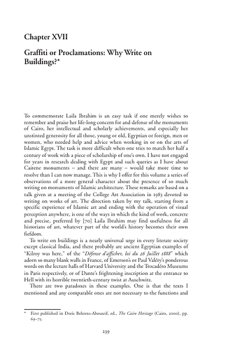 Oleg Grabar - Islamic Art and Beyond<br>Part Two: General Islamic Architecture<br>Chapter XVII: Graffiti or Proclamations