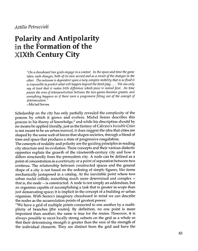 Polarity and Antipolarity in the Formation of the XIXth Century City