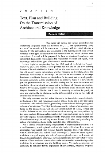 Text, Plan and Building: On the Transmission of Architectural Knowledge