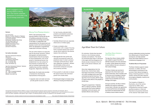 Brief describing the work of the Aga Khan Trust for Culture in Tajikistan.
