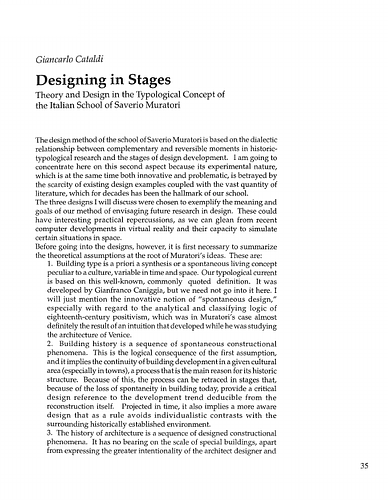 Designing in Stages; Theory and Design in the Typological Concept of the Italian School of Saverio Muratori