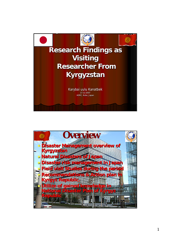 ADRC: Research Findings as Visiting Researcher from Kyrgyzstan
