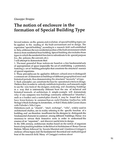 The notion of Enclosure in the formation of a special building type