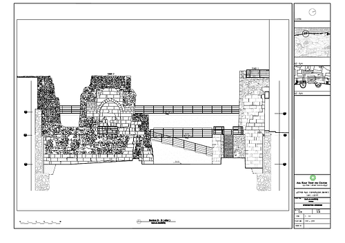 Drawing of the Bab al-Mahruq: section, intervention