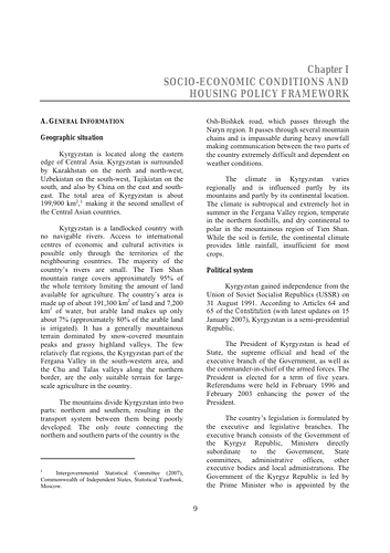 This country profile on the housing sector of Kyrgyzstan is the thirteenth in the series published by the Committee on Housing and Land Management. The study not only provides in-depth analysis and policy recommendations, but also focuses on specific challenges or achievements within the housing sector that are of particular concern to Kyrgyzstan. These issues are housing maintenance and management, land administration and spatial planning, and decentralization.