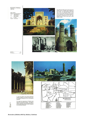 Bukhara Old City Restoration - For the Aga Khan Award for Architecture nomination procedures, architects are requested to submit several layers of documentation including photography. These images supplement the slides and digital images also submitted. 