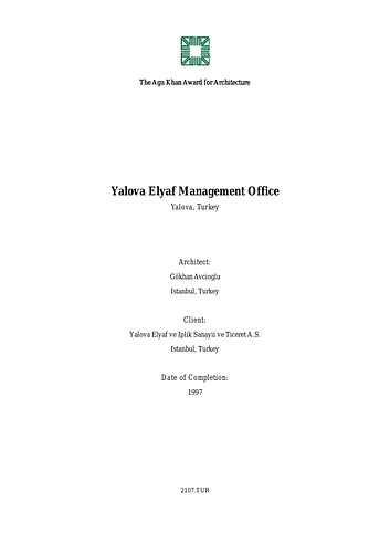 Yalova Elyaf Management Office On-site Review Report