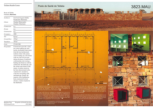 Tellaba Health Centre - Presentation panels are drawings, images, and text graphically prepared by the architect and submitted to the Aga Khan Award for Architecture during the later round of the Award cycle. The portfolios are kept in the Aga Khan Trust for Culture Library for consultation purposes.